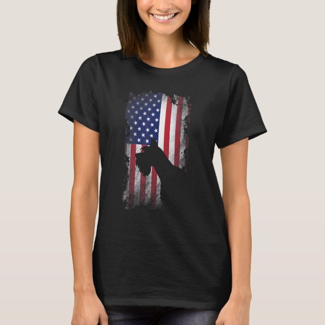 Patriotic Giant Schnauzer American Flag Cool Dog T-Shirt (Front)