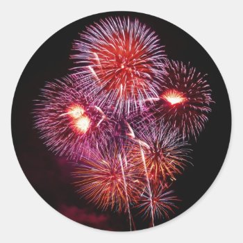 Patriotic Gifts Fireworks From The 4th Of July Classic Round Sticker by PatrioticGifts_ at Zazzle