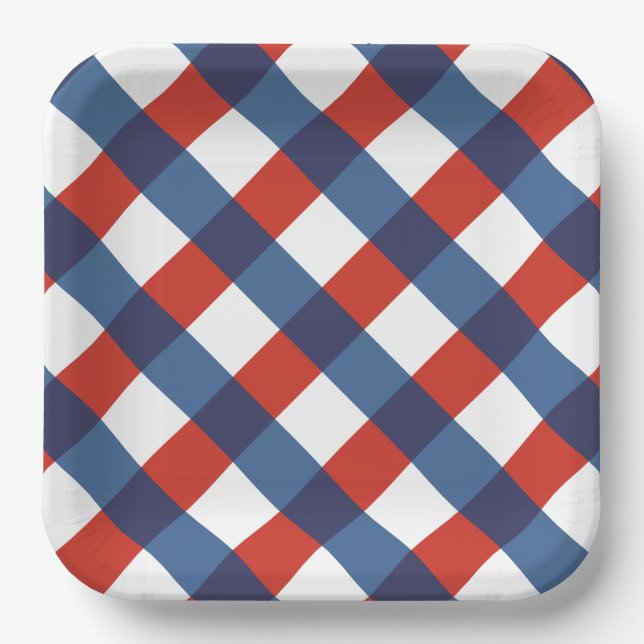 Patriotic Gingham 2 Paper Plate (Front)