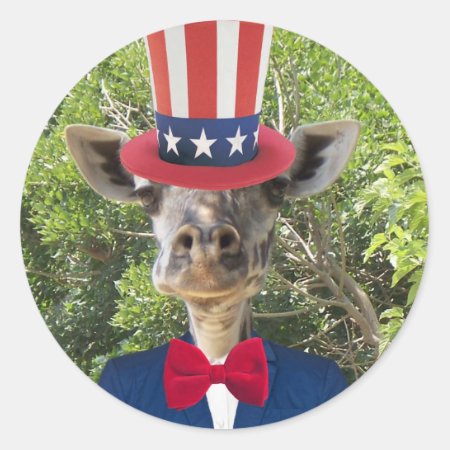 Patriotic Giraffe Stickers