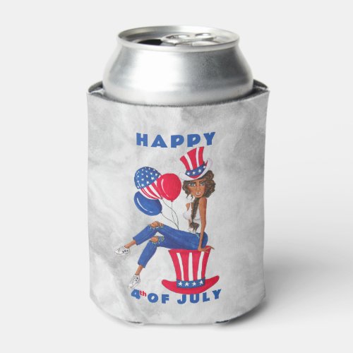 Patriotic Girl 4th Of July Can Cooler