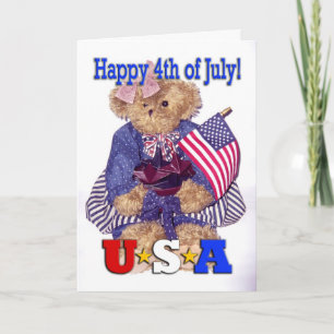 Patriotic Girl Bear - Happy 4th of July! Card