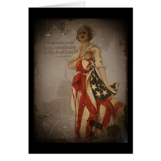 Patriotic Girl Draped in Flag Cards (Front)