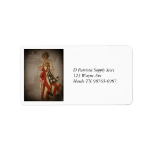 Patriotic Girl Draped in Flag Label