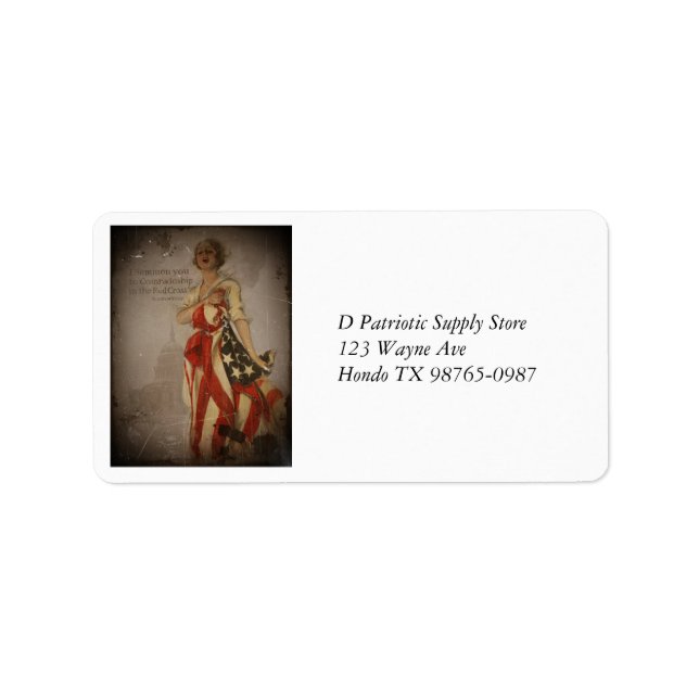Patriotic Girl Draped in Flag Label (Front)
