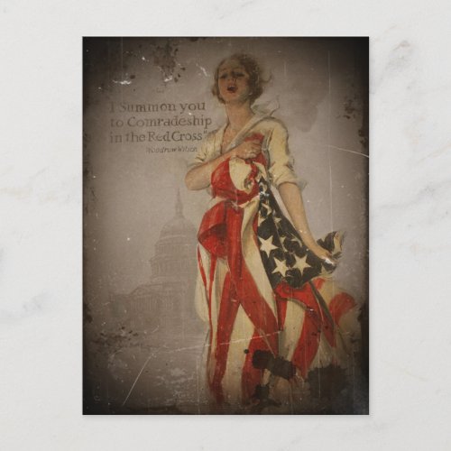 Patriotic Girl Draped in Flag Postcard
