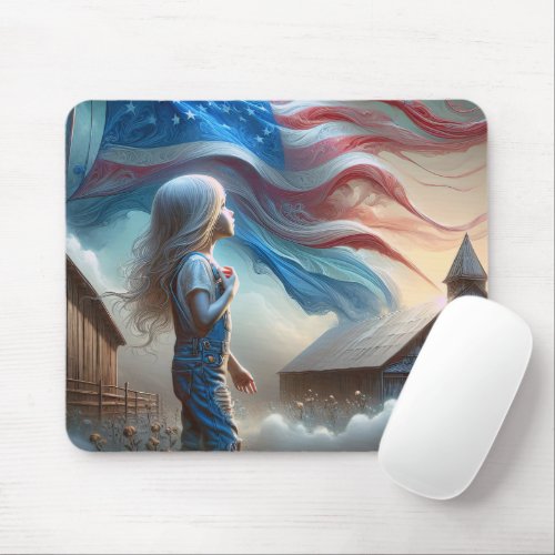 Patriotic Girl In Cotton Country Mouse Pad