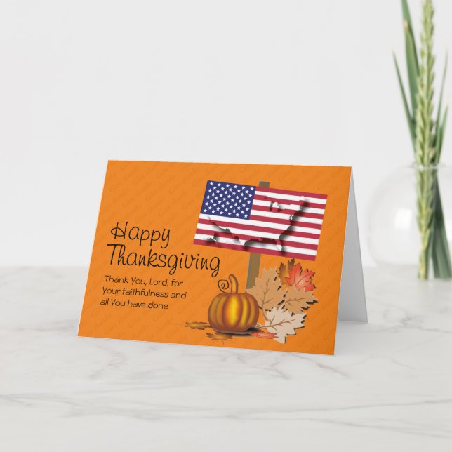 Patriotic | Give Thanks | AMERICAN THANKSGIVING Holiday Card (Front)