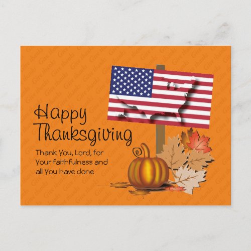 Patriotic  Give Thanks  AMERICAN THANKSGIVING Postcard