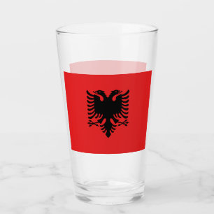 Patriotic glass cup with flag of Albania
