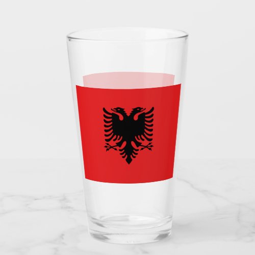 Patriotic glass cup with flag of Albania