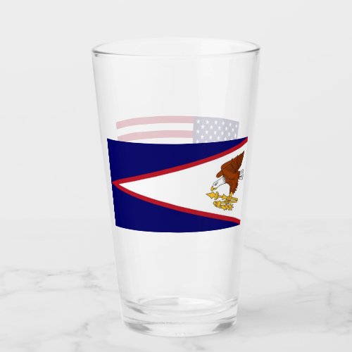 Patriotic glass cup with flag of American Samoa