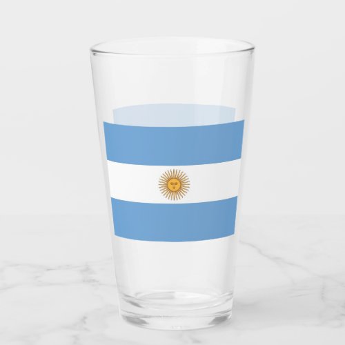 Patriotic glass cup with flag of Argentina