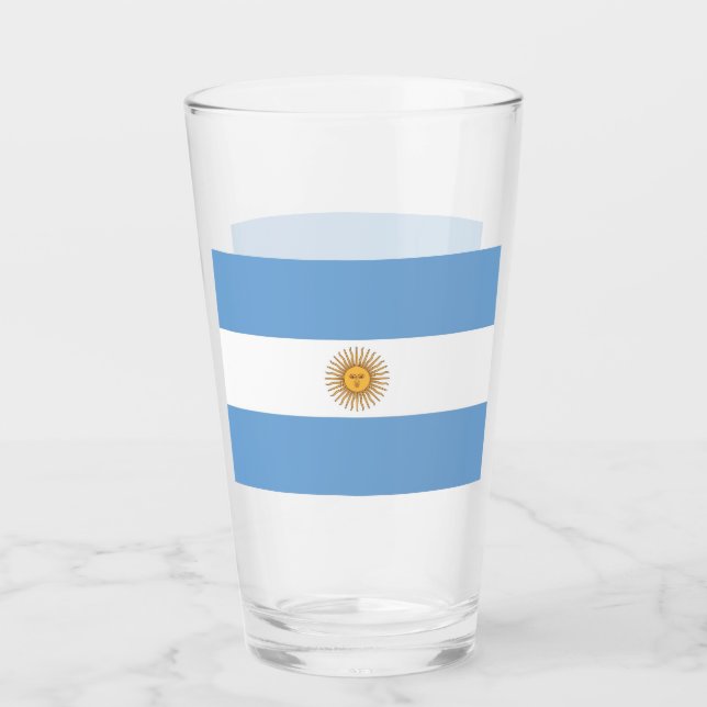 Patriotic glass cup with flag of Argentina (Front)
