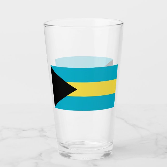 Patriotic glass cup with flag of Bahamas (Front)