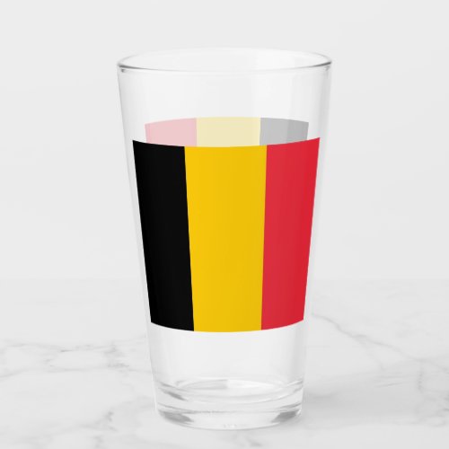 Patriotic glass cup with flag of Belgium