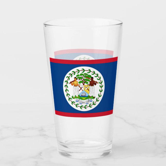 Patriotic glass cup with flag of Belize (Front)