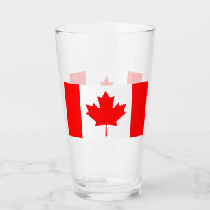 Patriotic glass cup with flag of Canada