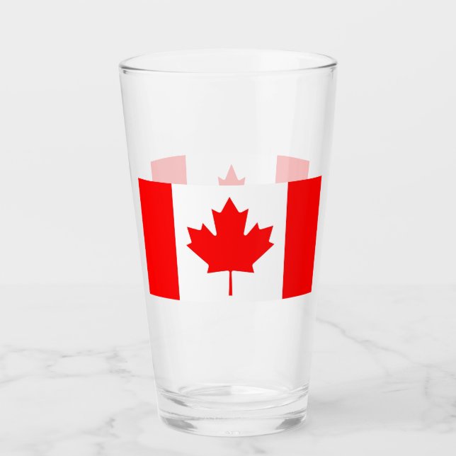 Patriotic glass cup with flag of Canada (Front)