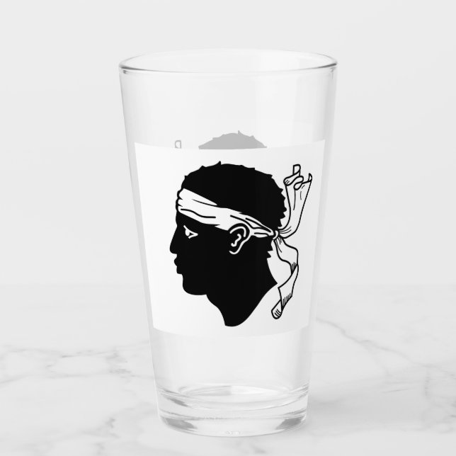 Patriotic glass cup with flag of Corsica, France (Front)