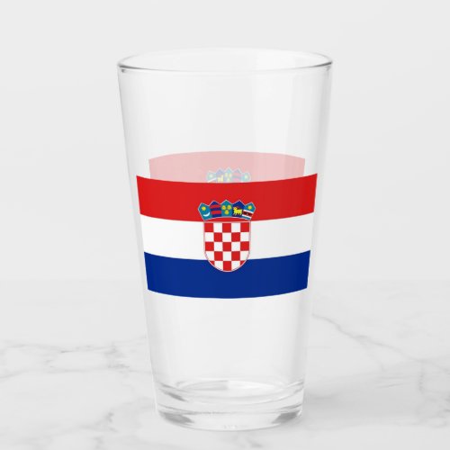 Patriotic glass cup with flag of Croatia