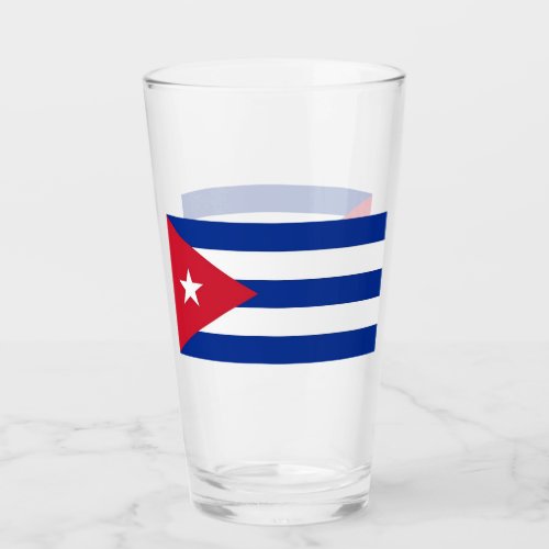 Patriotic glass cup with flag of Cuba