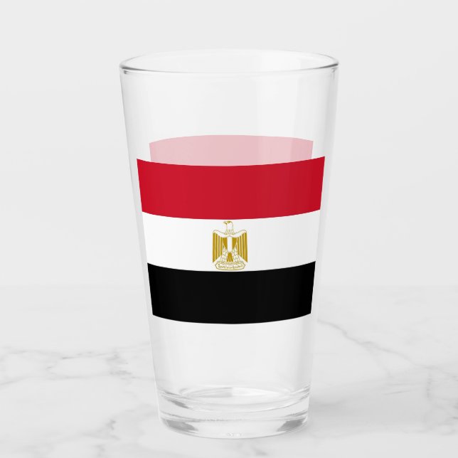 Patriotic glass cup with flag of Egypt (Front)