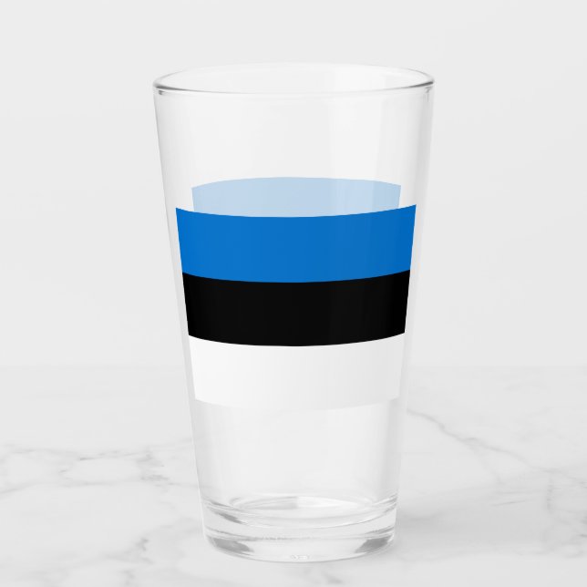 Patriotic glass cup with flag of Estonia (Front)