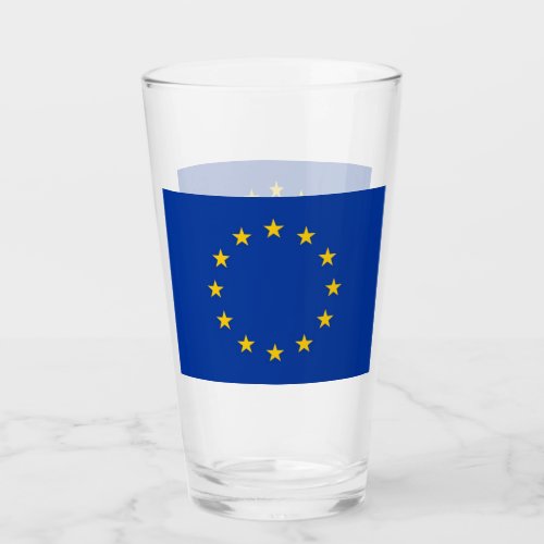 Patriotic glass cup with flag of European Union