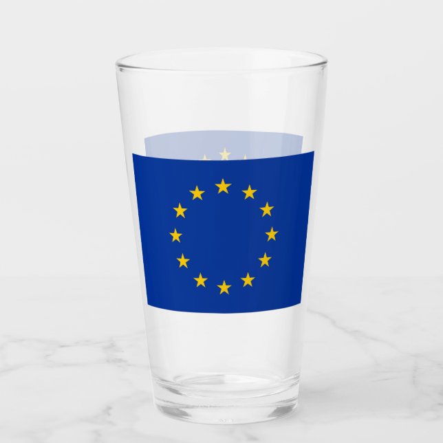 Patriotic glass cup with flag of European Union (Front)