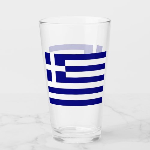 Patriotic glass cup with flag of Greece