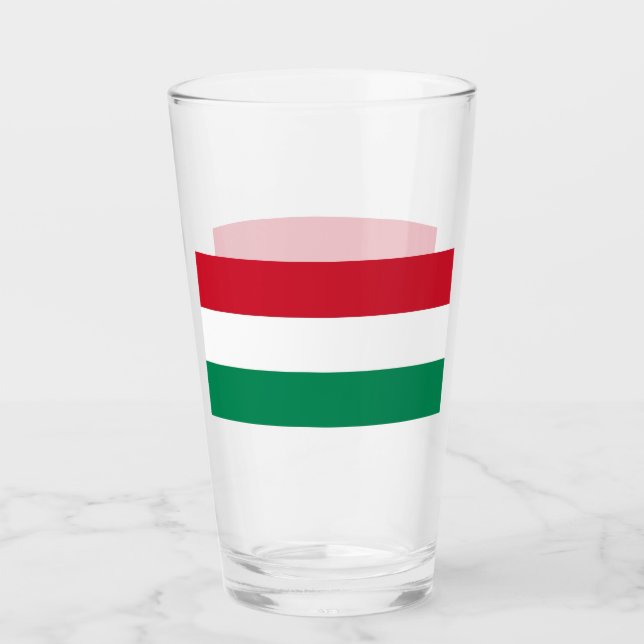 Patriotic glass cup with flag of Hungary (Front)