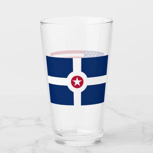 Patriotic glass cup with flag of Indianapolis