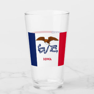 Patriotic glass cup with flag of Iowa