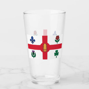 Patriotic glass cup with flag of Montreal, Canada
