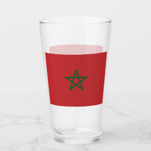 Patriotic glass cup with flag of Morocco