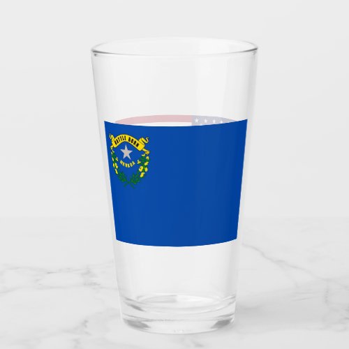 Patriotic glass cup with flag of Nevada