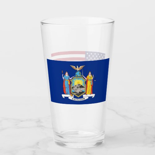 Patriotic glass cup with flag of New York