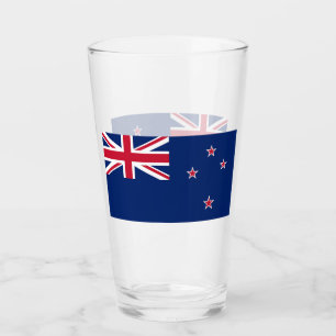 Patriotic glass cup with flag of New Zealand