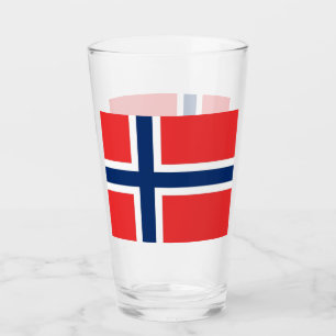 Patriotic glass cup with flag of Norway
