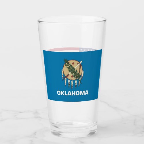 Patriotic glass cup with flag of Oklahoma