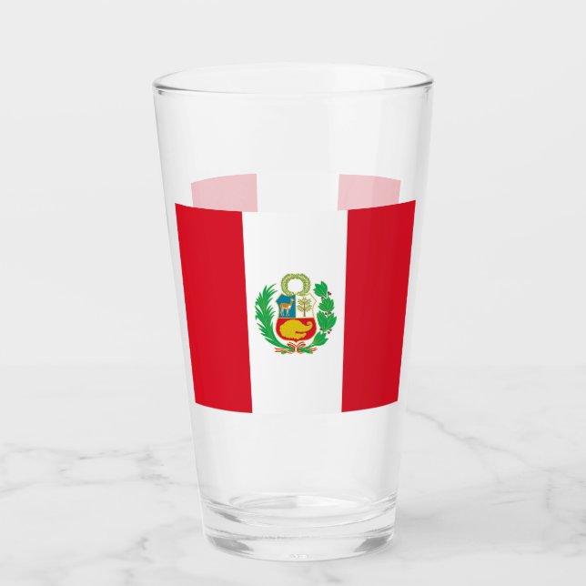 Patriotic glass cup with flag of Peru (Front)