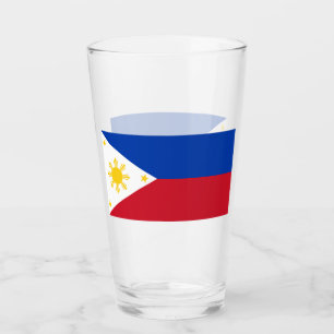 Patriotic glass cup with flag of Philippines