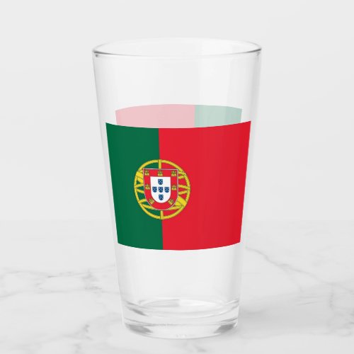 Patriotic glass cup with flag of Portugal