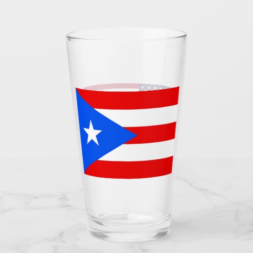 Patriotic glass cup with flag of Puerto Rico