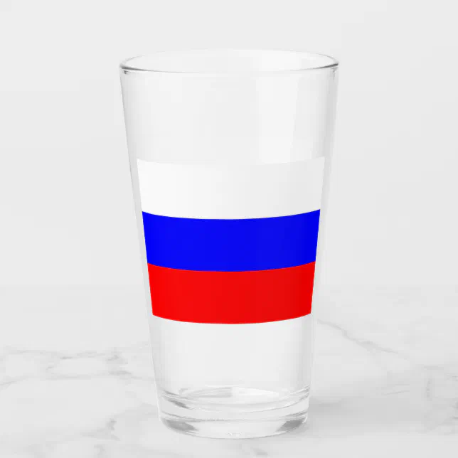 Patriotic glass cup with flag of Russia | Zazzle