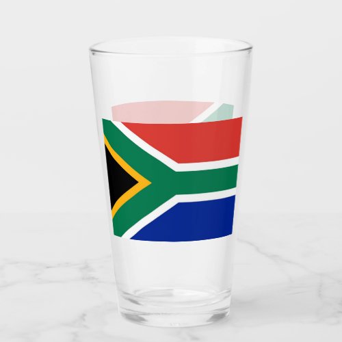 Patriotic glass cup with flag of South Africa