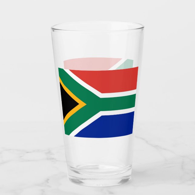Patriotic glass cup with flag of South Africa (Front)