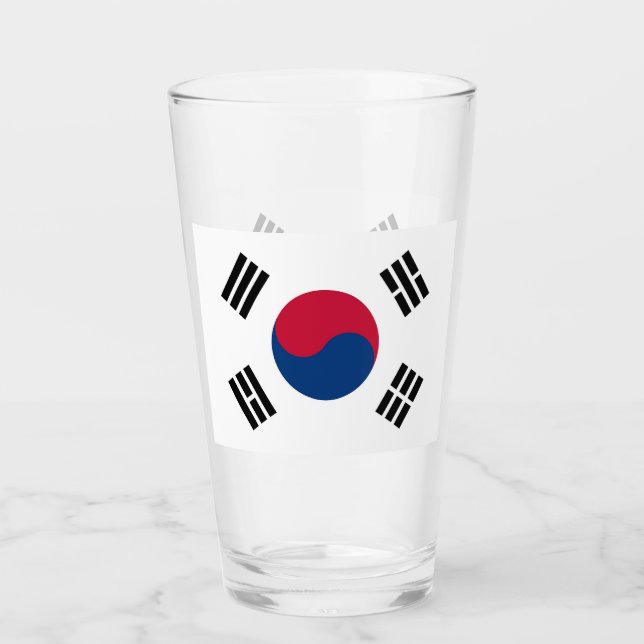 Patriotic glass cup with flag of South Korea (Front)