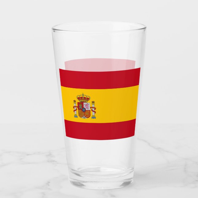 Patriotic glass cup with flag of Spain (Front)